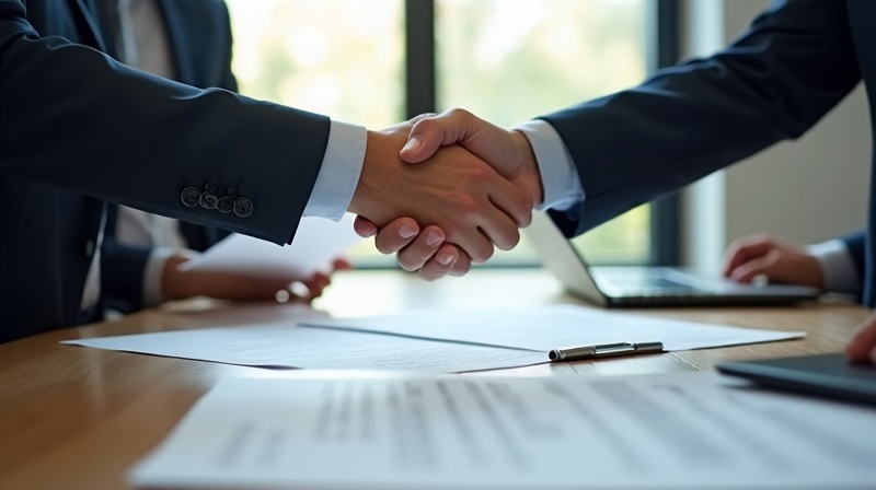 Business professionals finalizing an agreement