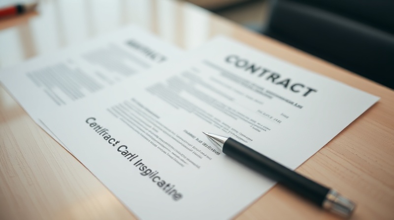 Business documents and contract papers on a desk